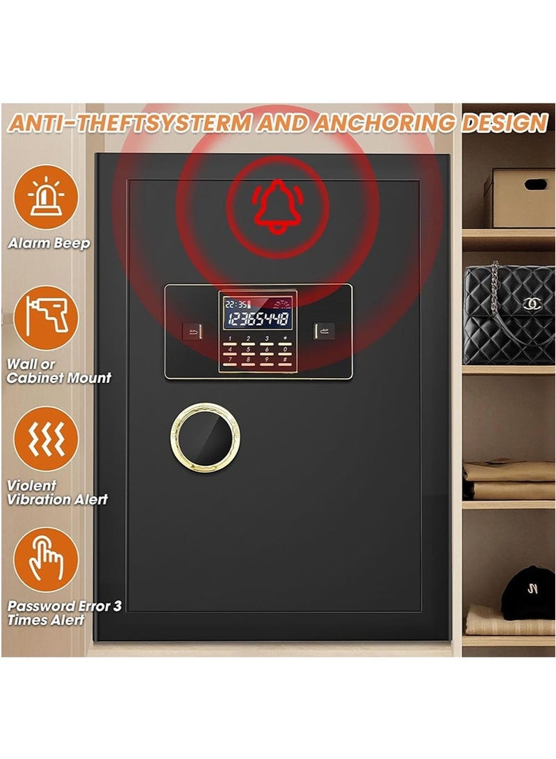 VUCATIN Fireproof Small Safe Box for Home & Office - Mini Digital Safe for Jewelry & Documents, Anti-Theft Bedside Security Cabinet for Valuables (H45cm x W38cm x D31cm - IC19) - Image 5