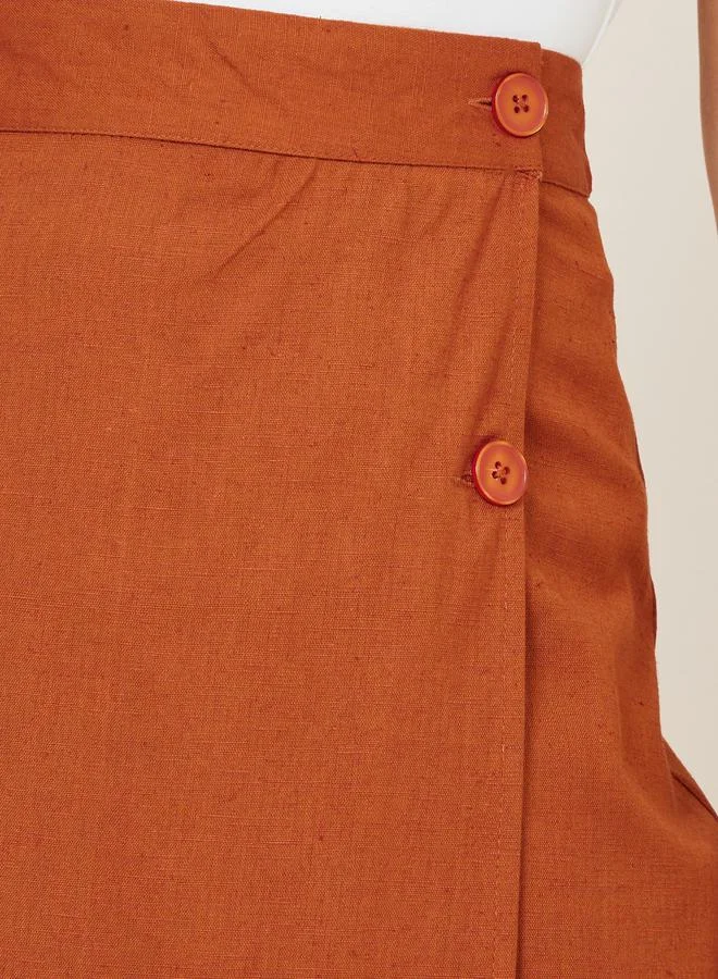 Styli High Rise Wrap Maxi Skirt with Buttons