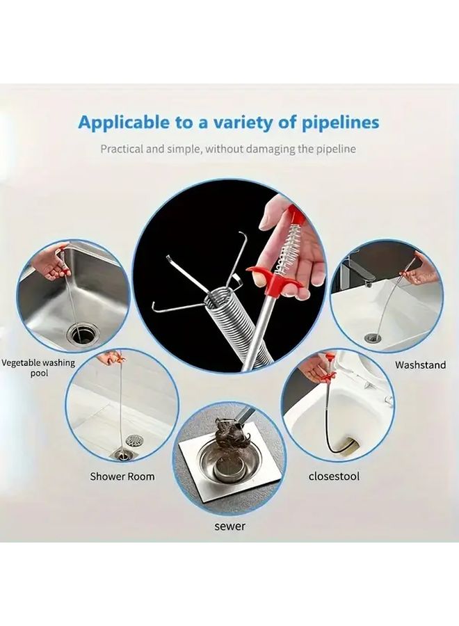 23.62 بوصة منظف تصريف يدوي ثقيل بمقبض مريح وذراع مرن وقبضة مانعة للانزلاق للأحواض والاستحمام وأحواض الاستحمام والمراحيض ومنظف الأنابيب المحمول - Image 5