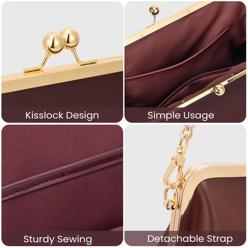 CATSEA Women's Kiss Lock Crossbody Bag PU Medium Handbags Kiss Clasp Crossbody Shoulder Bags Tote Purse Messenger Handbag - Image 4