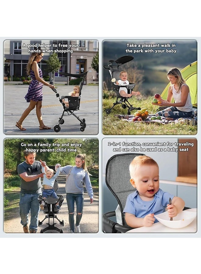 JCB CHIC Lightweight Foldable Baby Stroller, Portable Push Trolley with Canopy, 360° Rotating Wheels, Compact Travel Stroller for Toddlers 1-3 Years, Ideal for Shopping, Walking & Outdoor Trips - Image 4