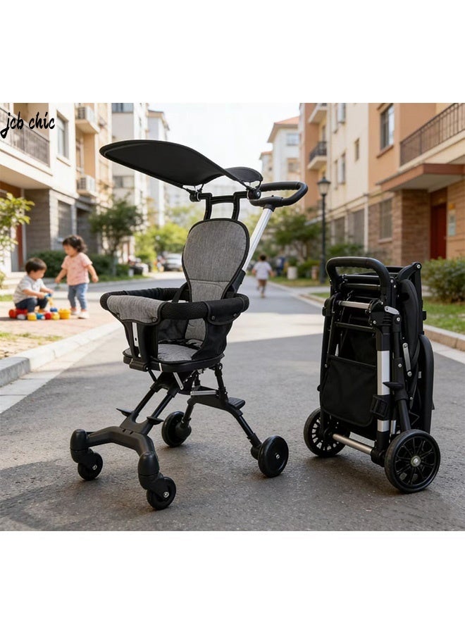 JCB CHIC Lightweight Foldable Baby Stroller, Portable Push Trolley with Canopy, 360° Rotating Wheels, Compact Travel Stroller for Toddlers 1-3 Years, Ideal for Shopping, Walking & Outdoor Trips - Image 1