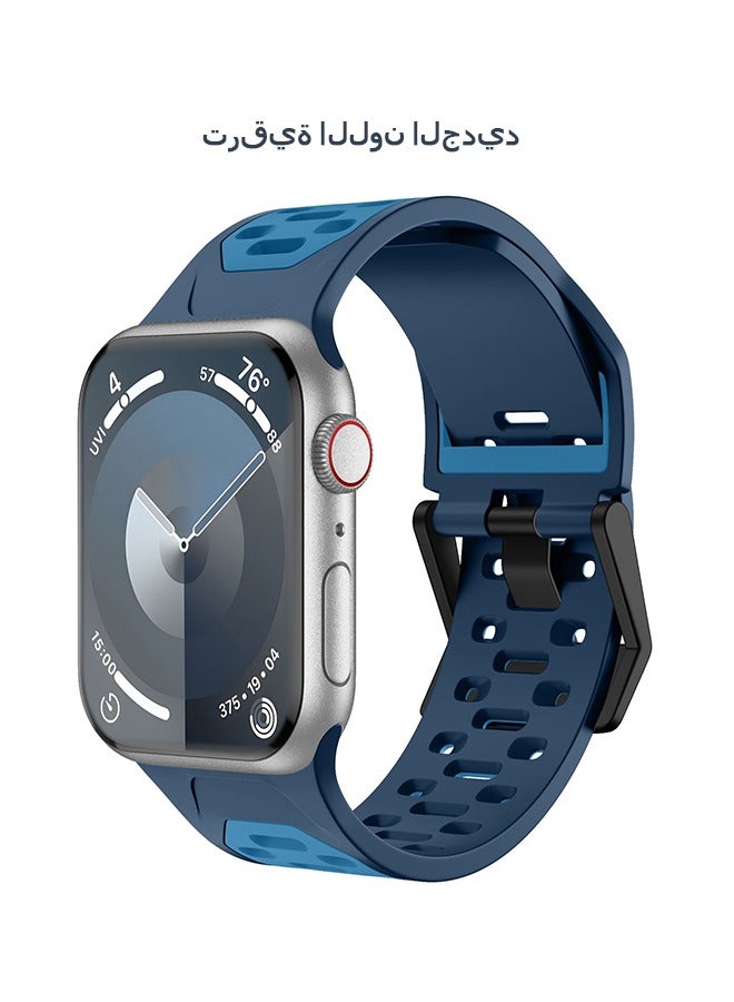 بيوند سوار ساعة ذكية بديل، متوافق مع سوار ساعة Apple Watch مقاس 49 مم و45 مم و44 مم و42 مم، سوار رياضي ناعم من السيليكون (أزرق ملكي) - Image 1