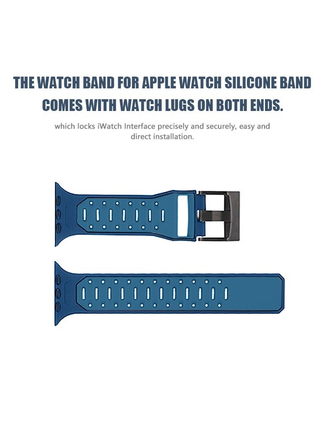 بيوند سوار ساعة ذكية بديل، متوافق مع سوار ساعة Apple Watch مقاس 49 مم و45 مم و44 مم و42 مم، سوار رياضي ناعم من السيليكون (أزرق ملكي) - Image 3