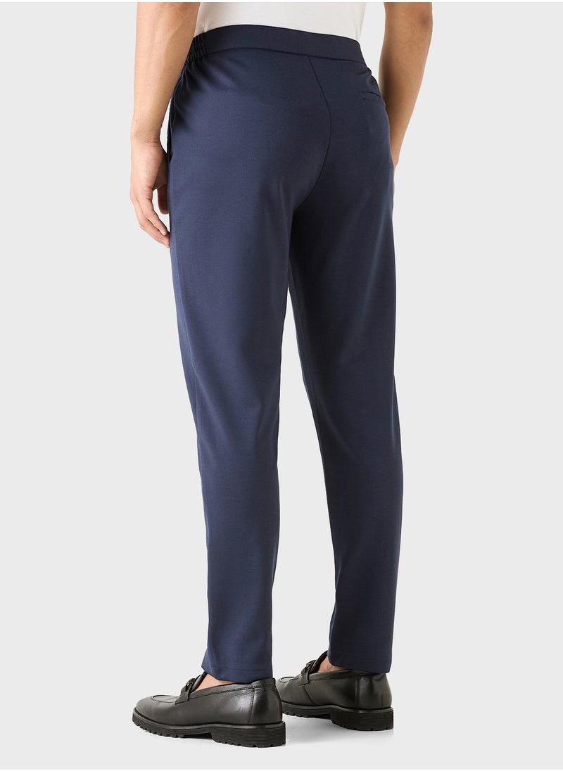 Iconic Iconic Solid Slim Fit Trousers with Pockets  - Image 2