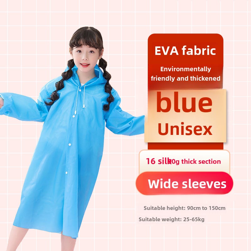 Generic Adult Non-Disposable Thick Fashion Raincoat Blue children's wide mouth "90g 16 Silk thickening]