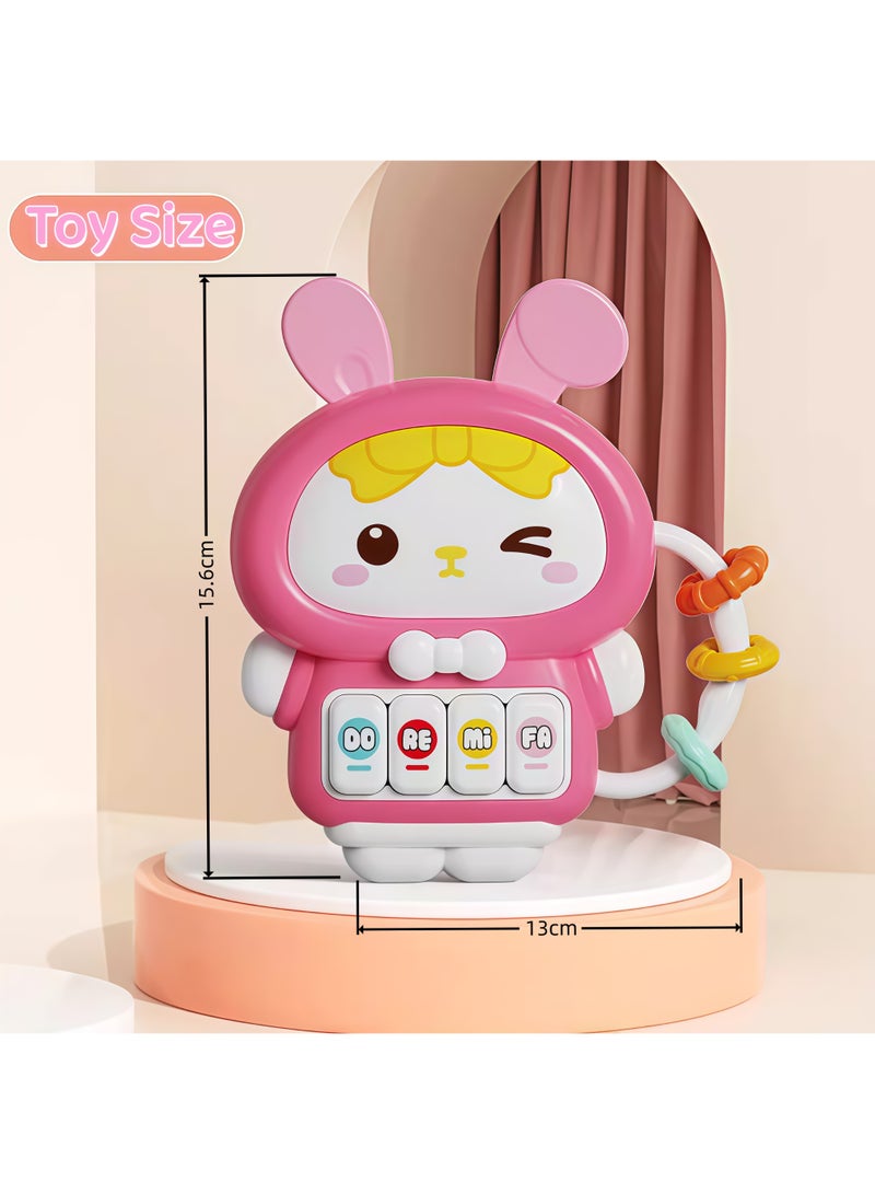 XiuWoo Music Light Infant Toys, Baby Music Rattles Toy,  Baby Teething Toys with Music and Light, Toddler Learning Toys, Early Education，Light Music，Tummy-Time Discovery Set for baby 6-12 Months（Pink） - Image 2