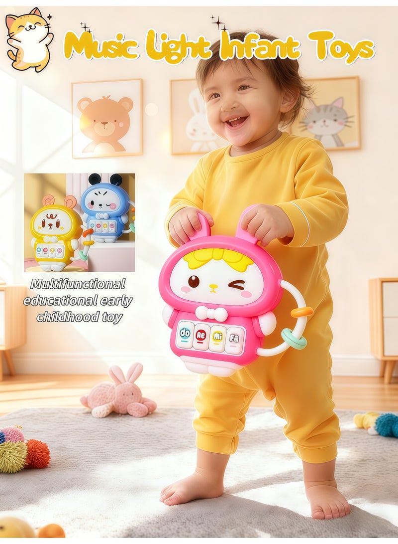 XiuWoo Music Light Infant Toys, Baby Music Rattles Toy,  Baby Teething Toys with Music and Light, Toddler Learning Toys, Early Education，Light Music，Tummy-Time Discovery Set for baby 6-12 Months（Pink） - Image 1
