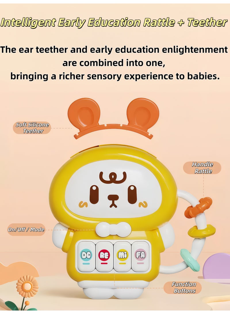 XiuWoo Music Light Infant Toys, Baby Music Rattles Toy,  Baby Teething Toys with Music and Light, Toddler Learning Toys, Early Education，Light Music，Tummy-Time Discovery Set for baby 6-12 Months（Pink） - Image 4