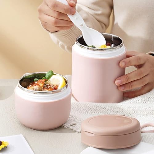 Wosta Lunch Box, Yogurt Container With Lid, Leak Proof Stainless Steel Cups With Lids And Reusable Plastic Spoon,Overnight Oats Containers With Lid, Dishwasher Freezer Safe. (Pink, 730 Ml) - Image 5
