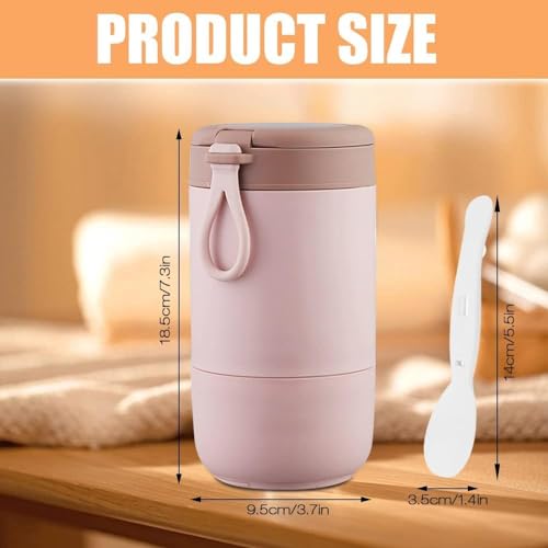 Wosta Lunch Box, Yogurt Container With Lid, Leak Proof Stainless Steel Cups With Lids And Reusable Plastic Spoon,Overnight Oats Containers With Lid, Dishwasher Freezer Safe. (Pink, 730 Ml) - Image 2