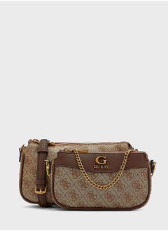 Guess Nell Mini Double Pouch Bag Brown