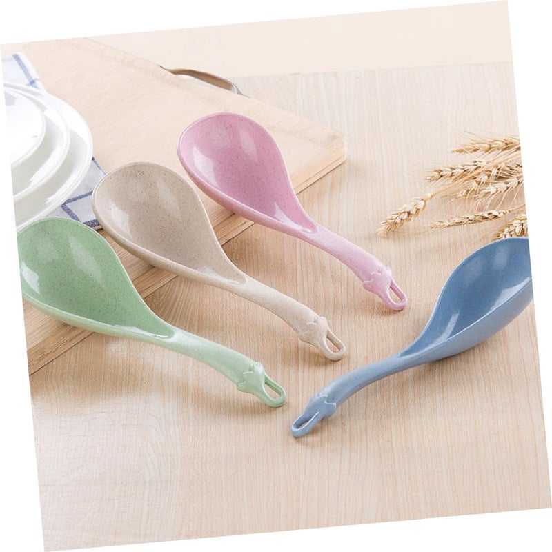 Wheat Straw Rice Scoop Spoon Lightweight Kitchen Serving Utensil Random Color - Image 5