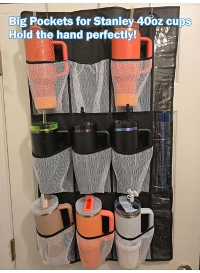 SYOSI Tumbler Organizer for Stanley 30 40 oz Cups with Handle, Cup Holder with Big Pockets for Big Water Bottles, Over the Door Tumbler Holder, Kitchen Cabinets Organizers Accessories - Image 4