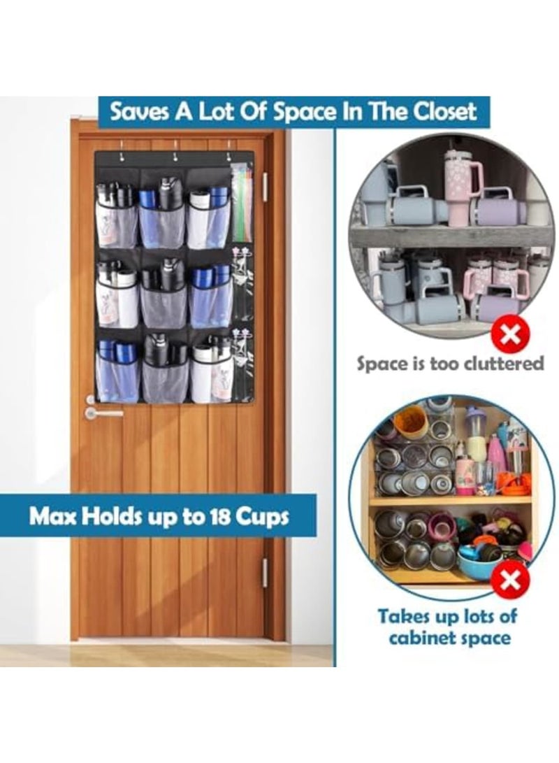 SYOSI Tumbler Organizer for Stanley 30 40 oz Cups with Handle, Cup Holder with Big Pockets for Big Water Bottles, Over the Door Tumbler Holder, Kitchen Cabinets Organizers Accessories - Image 5