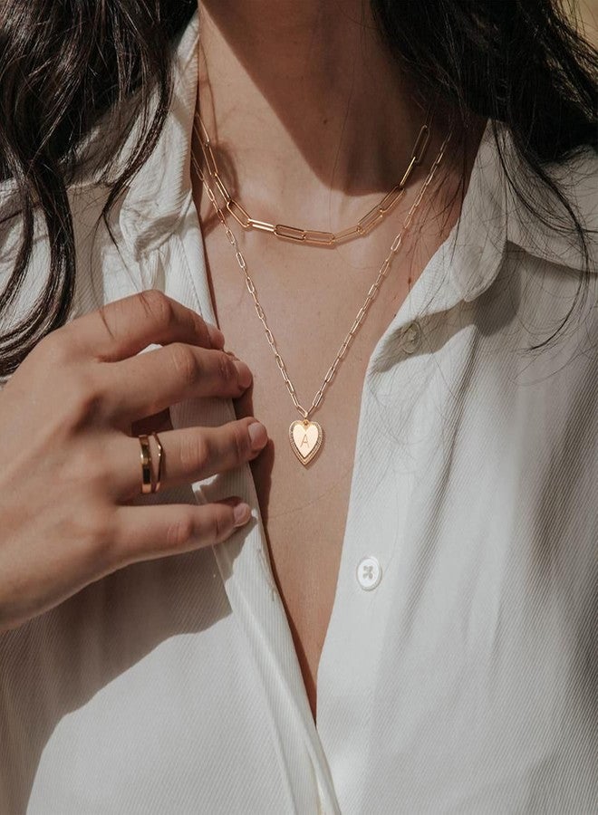 MEVECCO Gold Layered Heart Initial Necklace 18K Gold Filled A Alphabet Heart Pendant Necklace Dainty Initia Letter Necklace for Women Minimalist Personalized Jewelry Gift for Her - Image 3