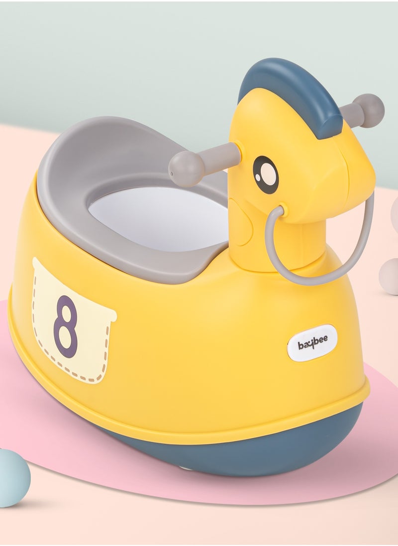 BAYBEE Ponyta Baby Potty Seat for Kids, Baby Potty Training Seat Chair with Cushion Seat, Closing Lid, Handle and Removable Bowl Toilet Seat for kids Baby Potty Seat for Baby Toddlers 0 to 5 Years Yellow  - Image 1