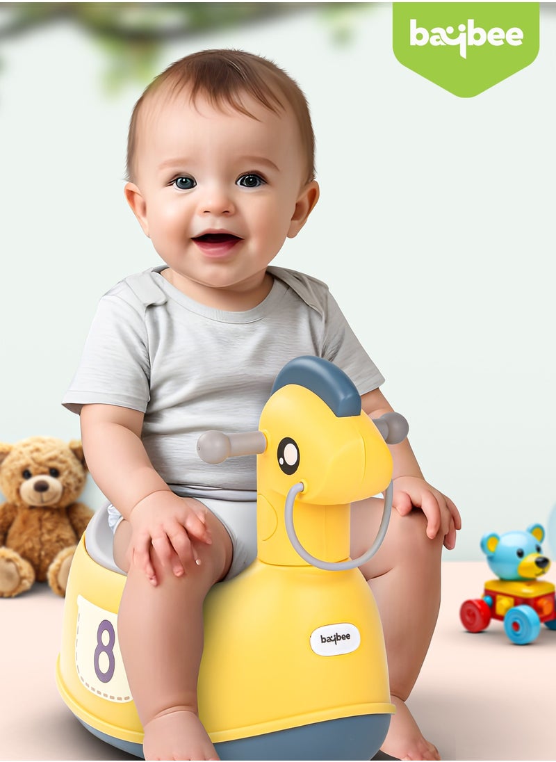 BAYBEE Ponyta Baby Potty Seat for Kids, Baby Potty Training Seat Chair with Cushion Seat, Closing Lid, Handle and Removable Bowl Toilet Seat for kids Baby Potty Seat for Baby Toddlers 0 to 5 Years Yellow  - Image 2