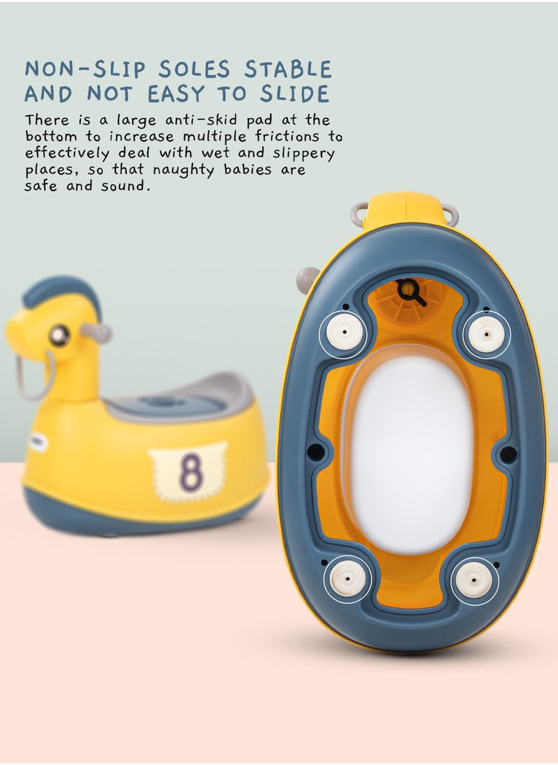 BAYBEE Ponyta Baby Potty Seat for Kids, Baby Potty Training Seat Chair with Cushion Seat, Closing Lid, Handle and Removable Bowl Toilet Seat for kids Baby Potty Seat for Baby Toddlers 0 to 5 Years Yellow  - Image 3