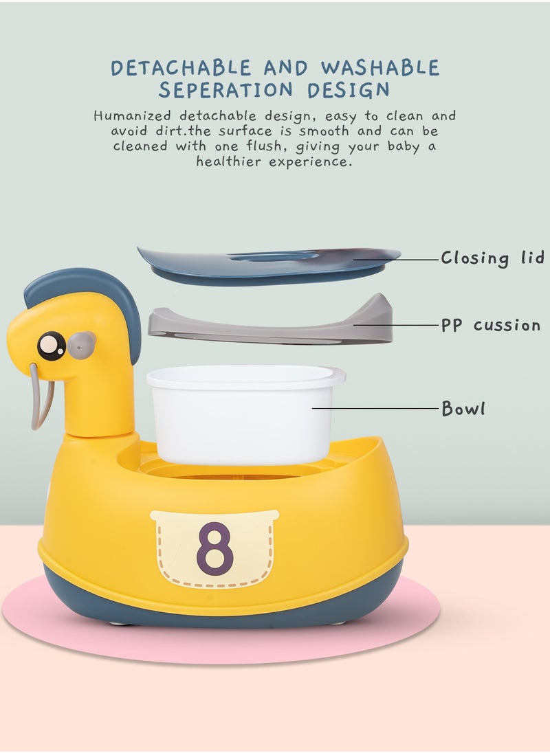 BAYBEE Ponyta Baby Potty Seat for Kids, Baby Potty Training Seat Chair with Cushion Seat, Closing Lid, Handle and Removable Bowl Toilet Seat for kids Baby Potty Seat for Baby Toddlers 0 to 5 Years Yellow  - Image 4