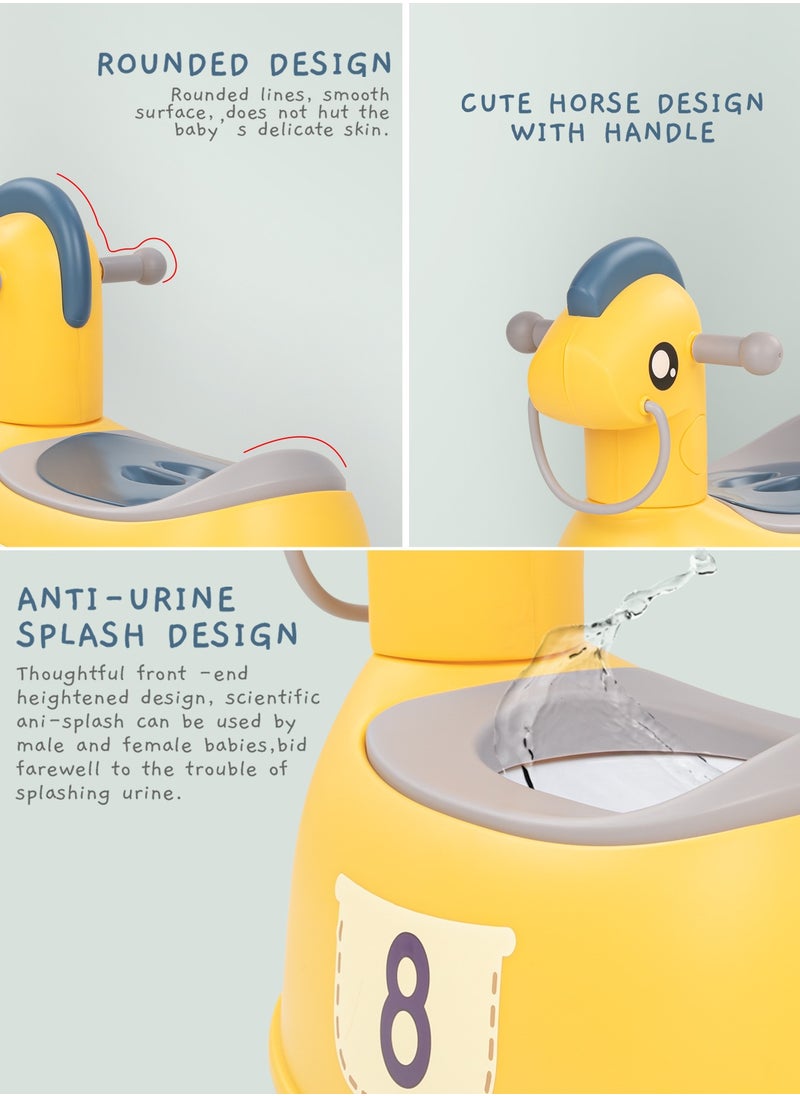 BAYBEE Ponyta Baby Potty Seat for Kids, Baby Potty Training Seat Chair with Cushion Seat, Closing Lid, Handle and Removable Bowl Toilet Seat for kids Baby Potty Seat for Baby Toddlers 0 to 5 Years Yellow  - Image 5