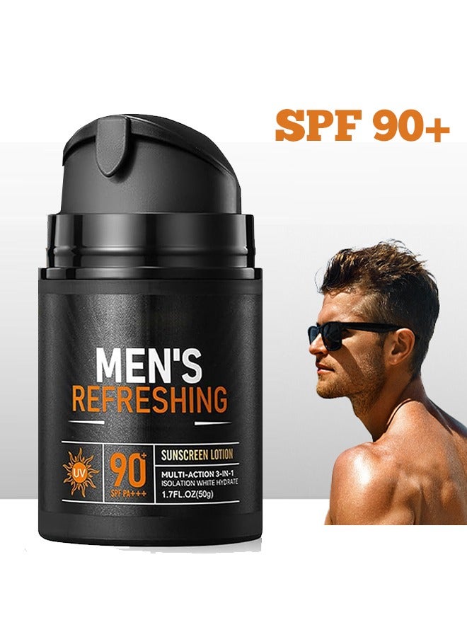 SADOER Men's Refreshing Whitening Sunscreen Lotion,Men Face Moisturizer with SPF 90+ PA+++,Oil Control Refreshing Sun Screen for Daily Sun Care,Travel Size Mineral Sunscreen,Skin Care Sun screen 50g - Image 1