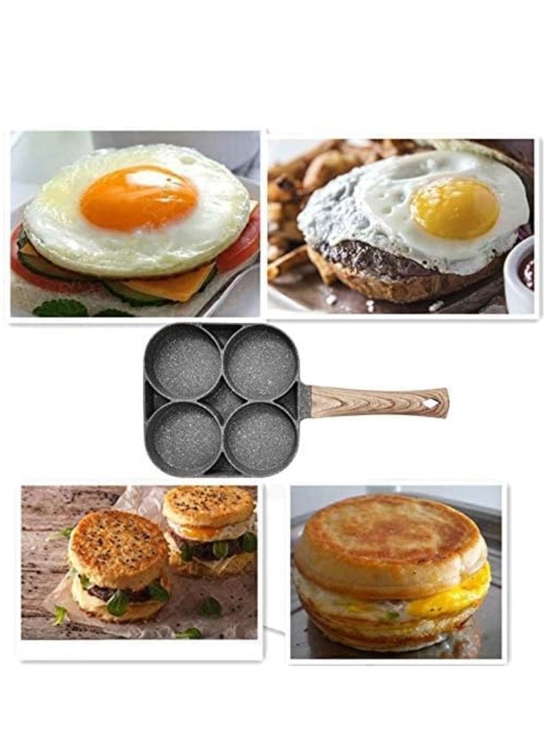 ELTRAZONE 4 Hole Omelet Pan for Burger Eggs Ham Pancake Maker Wooden Handle Frying Pot Non-stick Cooking Breakfast - Image 4