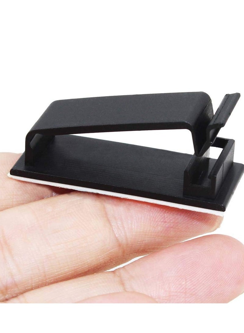 Loquat 50PCS Self Adhesive Cable Management Clips, Cable Organizers Wire Clips Cord Holder for TV PC Ethernet Cable Under Desk Home Office (Black) - Image 2