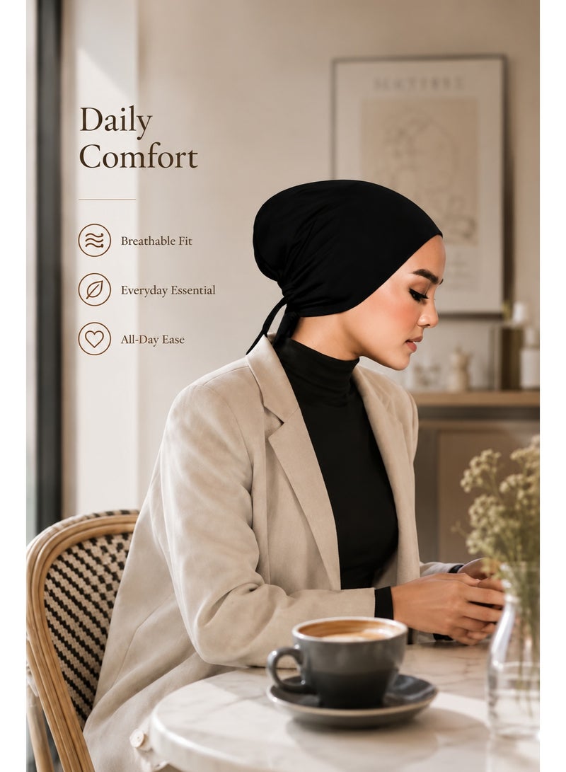 DMG TECH 3PCS Hijab Inner Cap for Women Breathable Mercerized Cotton Adjustable Tie Back Underscarf Bonnet Set - Image 5