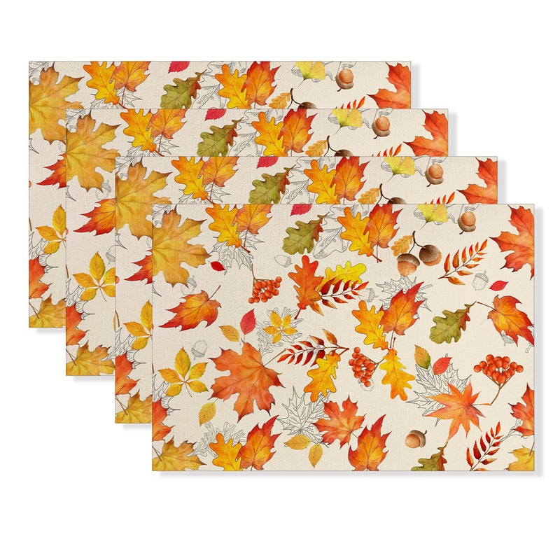 عيد الشكر Placemat الخريف حصاد اليقطين القيقب ورقة الديكور غرفة المعيشة المطبخ Placemat العزل - Image 5