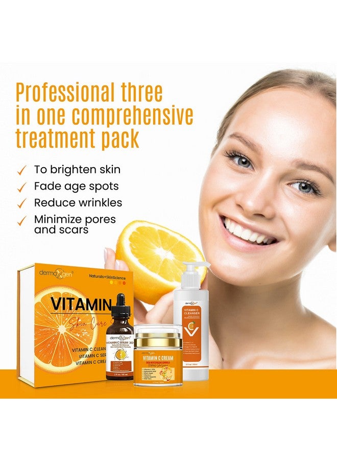 Dermaxgen Vitamin C Complete Facial Care Kit - Organic Glowing Skin Anti-Aging, Rejuvenating, Boosting Collagen & Hydrating - Day & Night Brightening Skincare Gift Set - Image 5