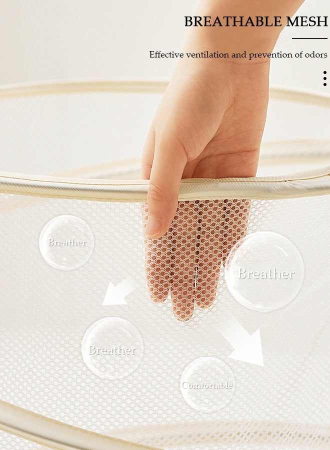 DUNISO Pop-Up Collapsible Mesh Laundry Hamper with Lid, Reinforced Carry Handles, Solid Bottom, Large Capacity Multi-function Storage Basket for Laundry Room, Bathroom, Kids Room, College Dorm, Travel - Image 2