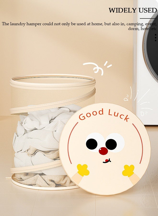 DUNISO Pop-Up Collapsible Mesh Laundry Hamper with Lid, Reinforced Carry Handles, Solid Bottom, Large Capacity Multi-function Storage Basket for Laundry Room, Bathroom, Kids Room, College Dorm, Travel - Image 3