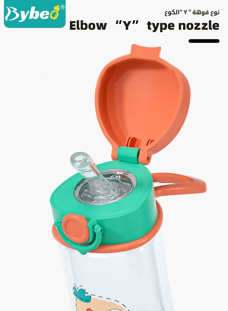 بيبو قارورة ماء للأطفال مع شفاطة وفوهة، قارورة شرب للأطفال مع حزام قابل للفصل، كوب الأطفال، خالي من مادة البيسفينول-أ، مانع للتسريب، قارورة رياضية كرتونية للسفر والمدرسة للبنات والأولاد، سعة 380 مل. - Image 5