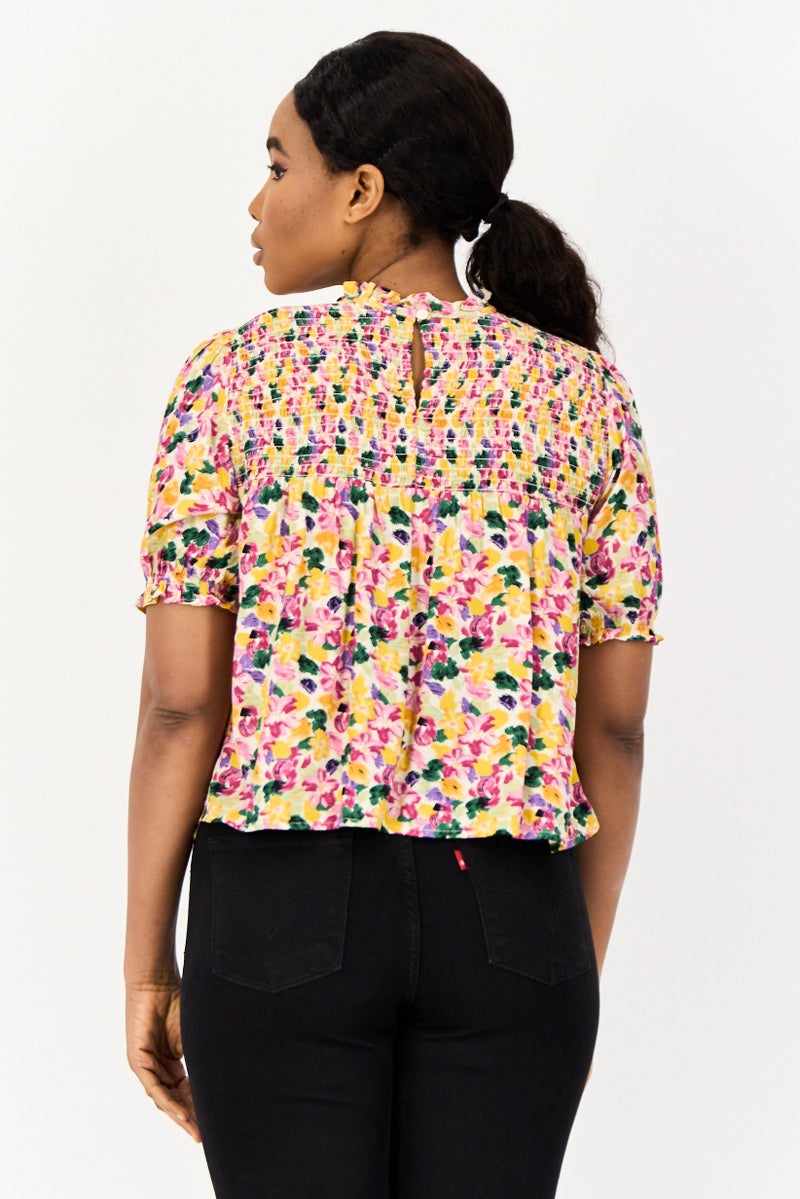 ONLY Women Crew Neck Short Sleeves Floral Print Blouse, Multicolor - Image 2