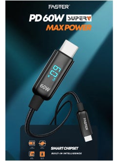 Faster 60W USB-C to C Fast Charging Cable 1 Meter with LED Display - Type-C Cable for iPhone, Android, Macbook, Laptop - Braided Long Charger Cable for PD Fast Charging - Durable and Fast Data Cable  - Image 5