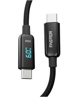 Faster 60W USB-C to C Fast Charging Cable 1 Meter with LED Display - Type-C Cable for iPhone, Android, Macbook, Laptop - Braided Long Charger Cable for PD Fast Charging - Durable and Fast Data Cable  - Image 3