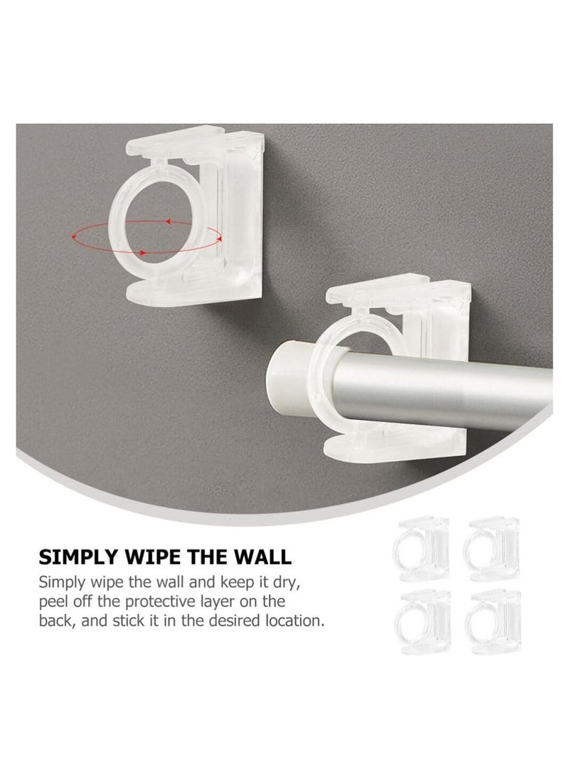 Self Adhesive Rotating Ring Curtain Rod Brackets, No Drilling, Adjustable Curtain Rod Holders for Kitchen, Bathroom, Hotel, 8Pcs (Clear)  - Image 5