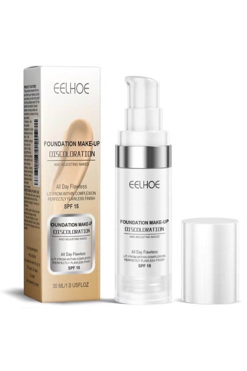 Eelhoe Liquid Foundation Concealer Long Lasting Base Moisturizing Long Lasting Waterproof Oil Control Concealer Brightening Skin Tone base Makeup 30ml. - Image 1
