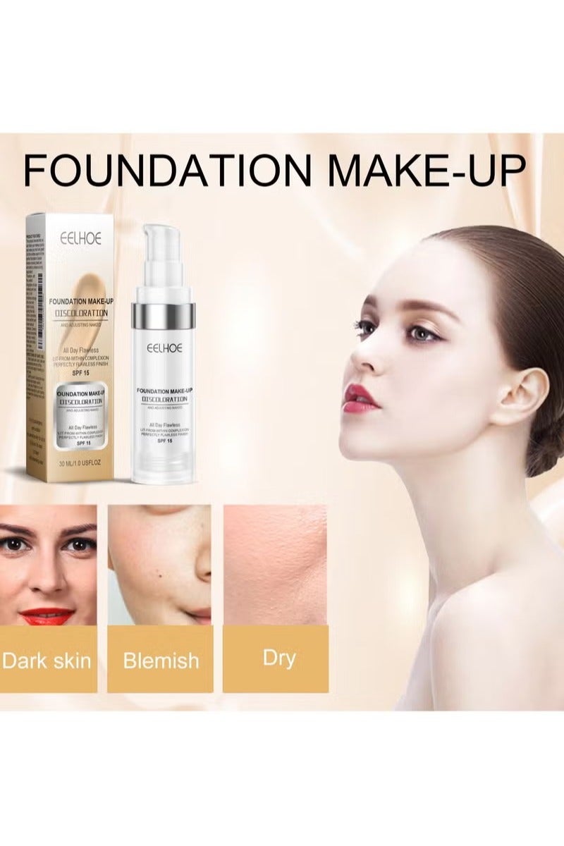Eelhoe Liquid Foundation Concealer Long Lasting Base Moisturizing Long Lasting Waterproof Oil Control Concealer Brightening Skin Tone base Makeup 30ml. - Image 4