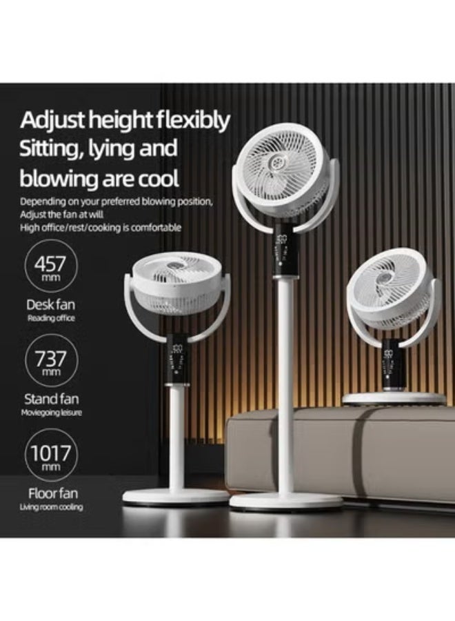 TIGER F5 Standing Pedestal Fan – 180°+90° Oscillating Floor Fan with DC Motor, Remote Control, 8-Speed Silent Air Circulation, Adjustable Height, 8H Timer, Quiet Cooling Fan for Bedroom, Living Room & Office – White - Image 2