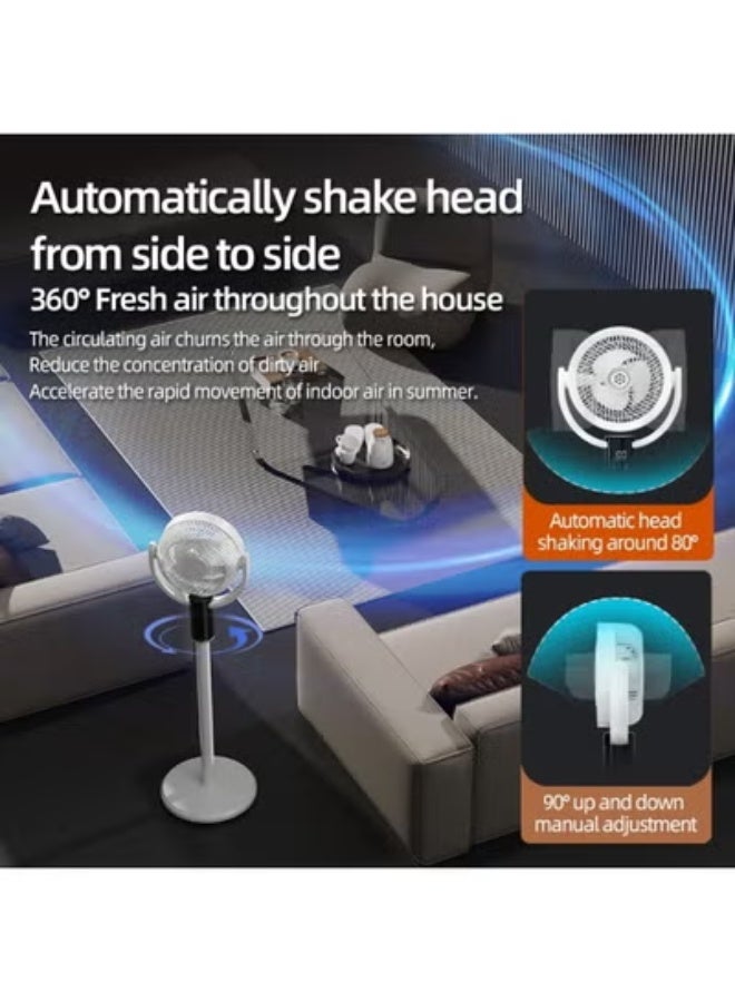 TIGER F5 Standing Pedestal Fan – 180°+90° Oscillating Floor Fan with DC Motor, Remote Control, 8-Speed Silent Air Circulation, Adjustable Height, 8H Timer, Quiet Cooling Fan for Bedroom, Living Room & Office – White - Image 4