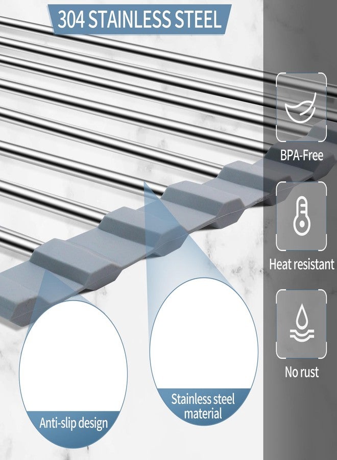 SMLBJUTE Triangle Roll-Up Dish Drying Rack, 304 Stainless Steel Folding Dish Rack Over Sink Mat Drainer Kitchen Sink Organizer Accessories - Image 3