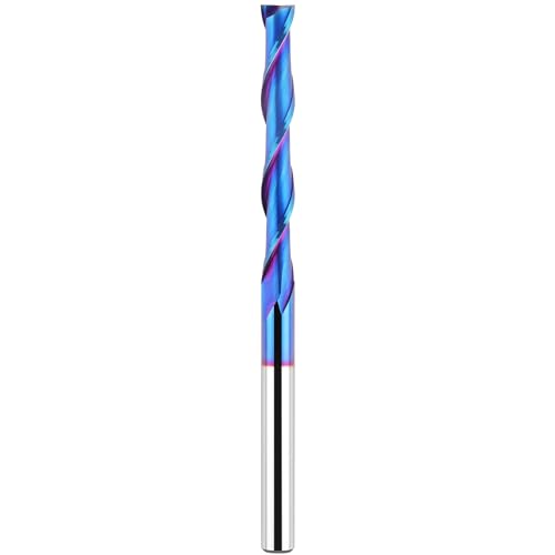 EANOSIC Extra Long 4 Inch Upcut Spiral Router Bit 1/4 Inch Shank, 1/4 Inch Cutting Diameter, Solid Carbide with NACO Coating CNC Router Bits End Mill for Wood Cut, Trimming, Carving - Image 1
