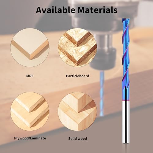 EANOSIC Extra Long 4 Inch Upcut Spiral Router Bit 1/4 Inch Shank, 1/4 Inch Cutting Diameter, Solid Carbide with NACO Coating CNC Router Bits End Mill for Wood Cut, Trimming, Carving - Image 4
