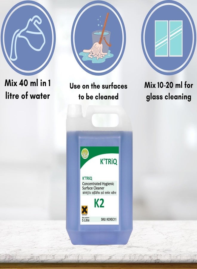 K'TRiQ K2 Hygienic Disinfectant Surface & Floor Cleaner Liquid | Suitable for All Floors (Kitchen, Toilet, Bathroom & Office Surface Cleaner) | Kills 99.9% Germs (5 Liter,Pack of 1) - Image 5