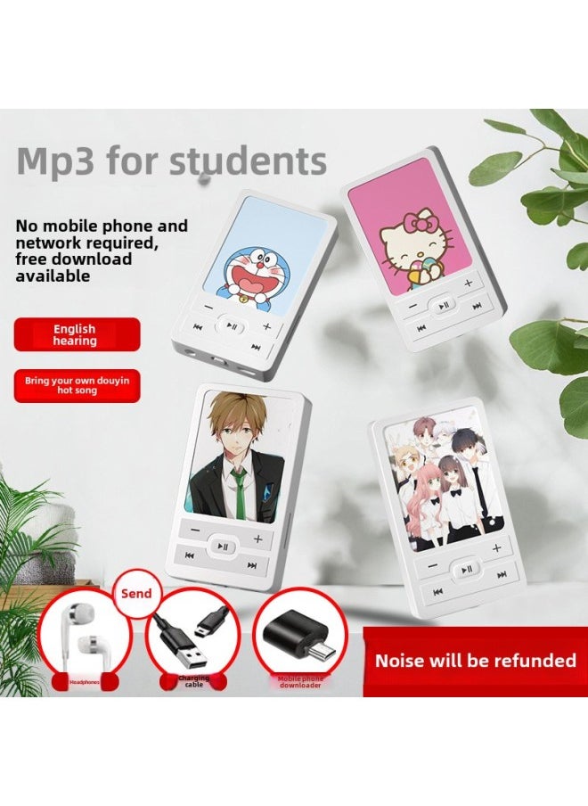 Genuine Goods Cartoon Mp3 Walkman Student Version Mp4 Portable Music Playing Outside Listening English Learning Small-Body Color:Slam Dunk-Memory Capacity:16gb-heavy Bass Package