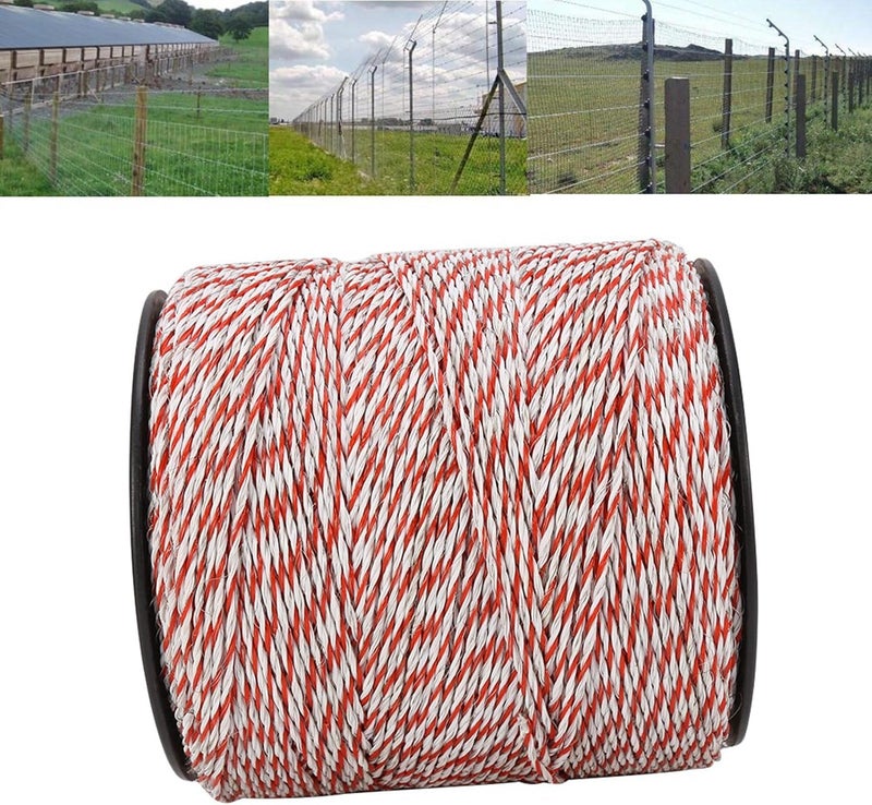Tnfeeon 500M White Red Electric Livestock Fence Wire Stainless Steel Conductive Rope Portable Electric Fencing Wire - Image 2