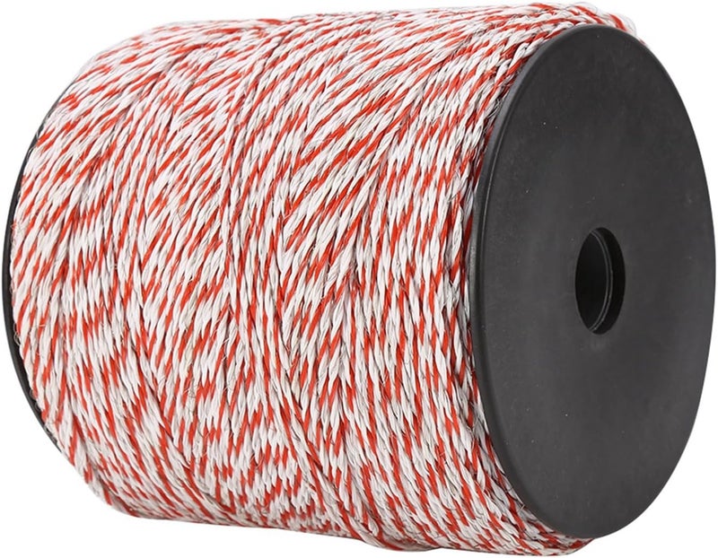 Tnfeeon 500M White Red Electric Livestock Fence Wire Stainless Steel Conductive Rope Portable Electric Fencing Wire - Image 1