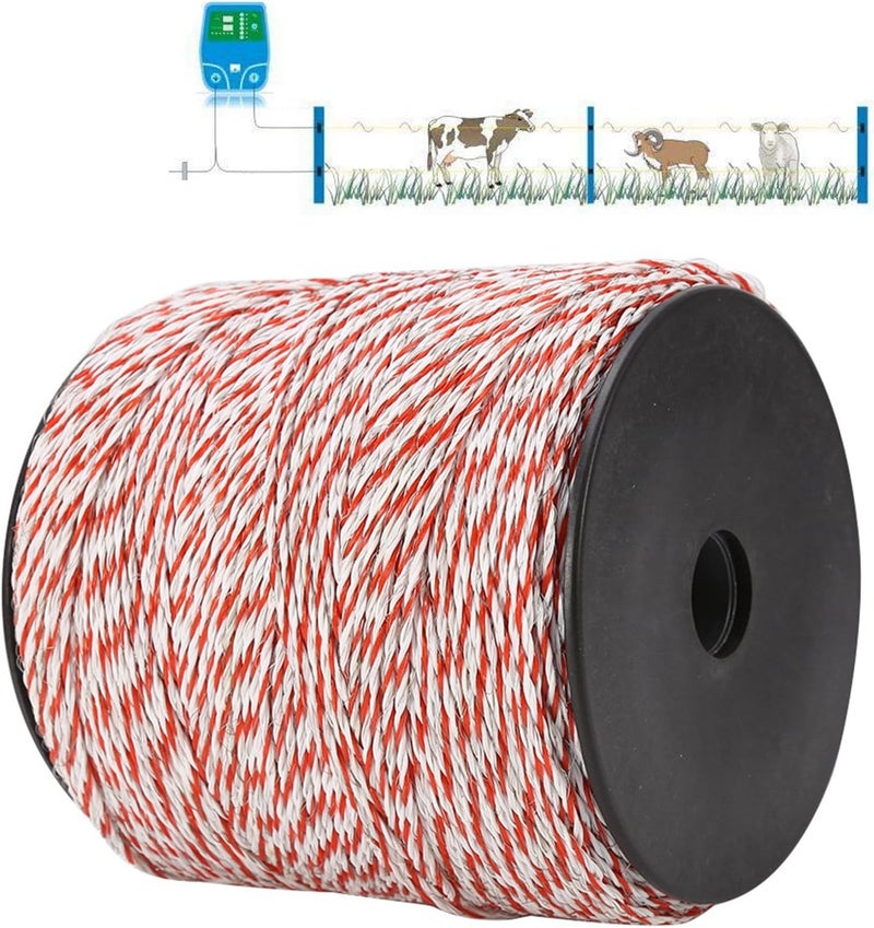 Tnfeeon 500M White Red Electric Livestock Fence Wire Stainless Steel Conductive Rope Portable Electric Fencing Wire - Image 3